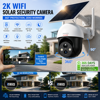 WIFI 2K Solar Security Camera – Wireless Outdoor 360°