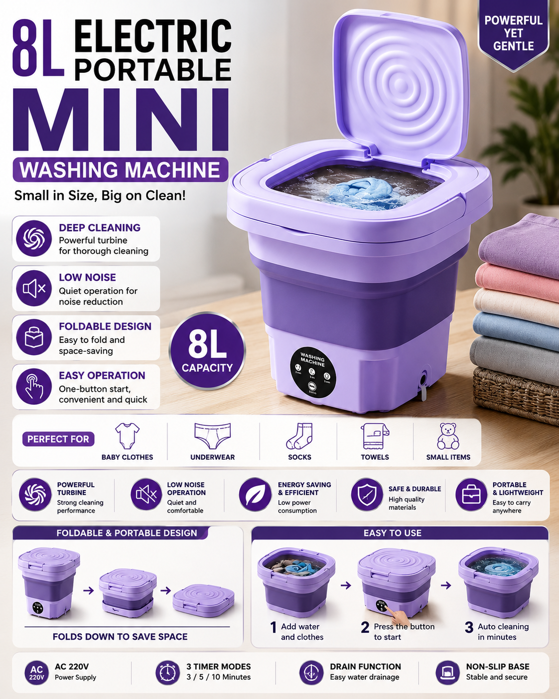 Electric Portable Mini Washing Machine