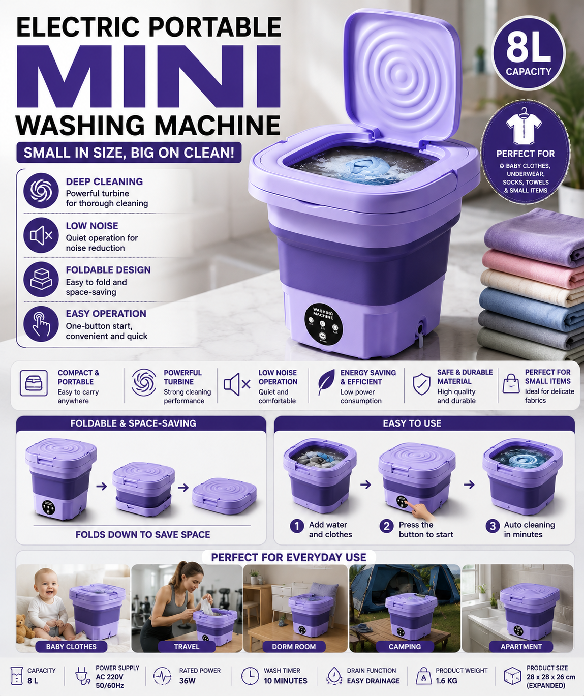 Electric Portable Mini Washing Machine