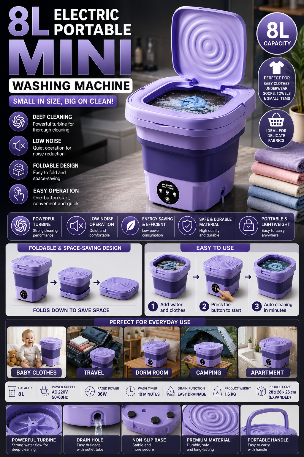 Electric Portable Mini Washing Machine