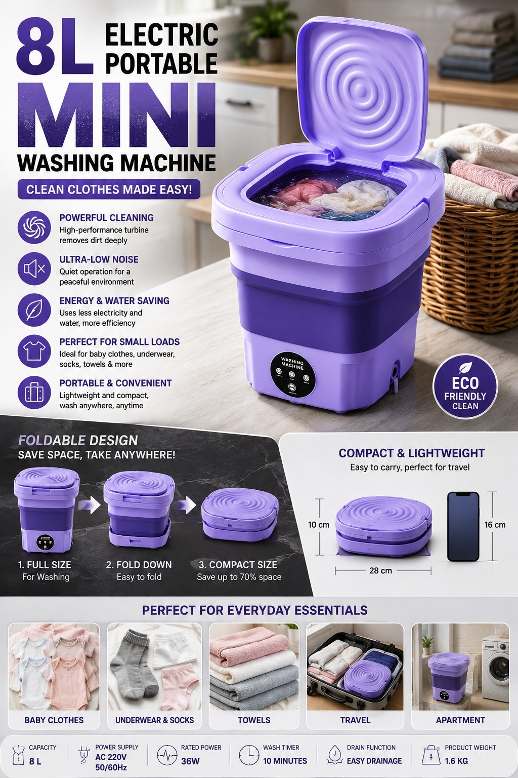 Electric Portable Mini Washing Machine