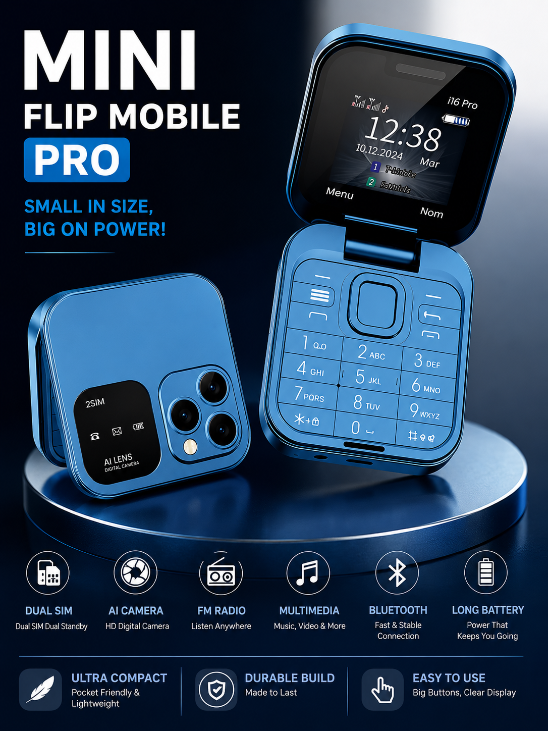 Mini Flip Mobile Pro – Blue