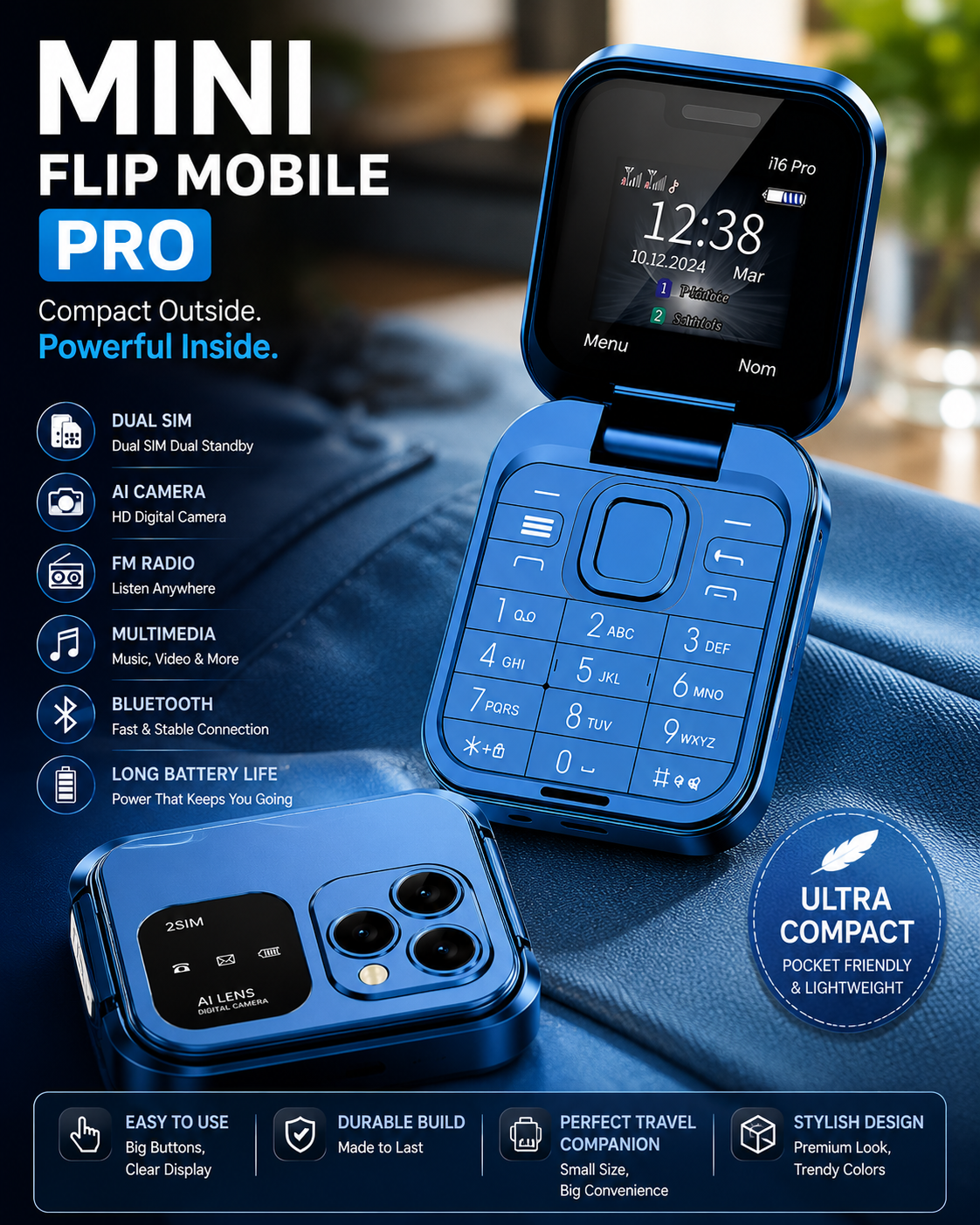 Mini Flip Mobile Pro – Blue