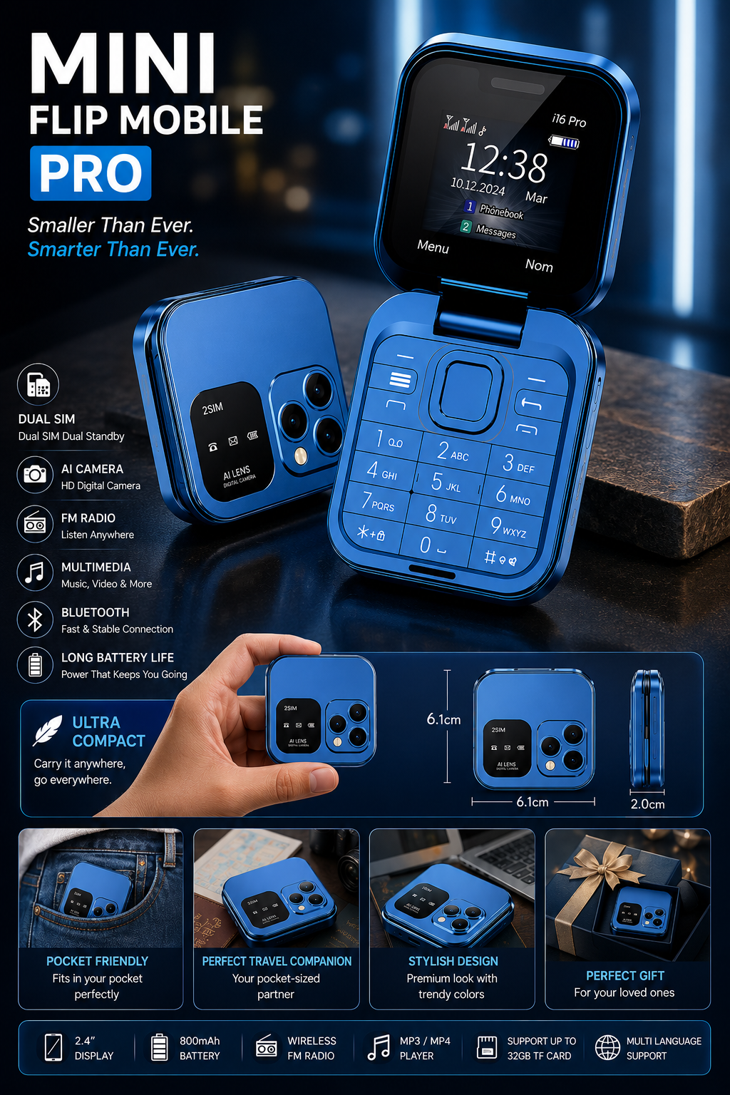 Mini Flip Mobile Pro – Blue