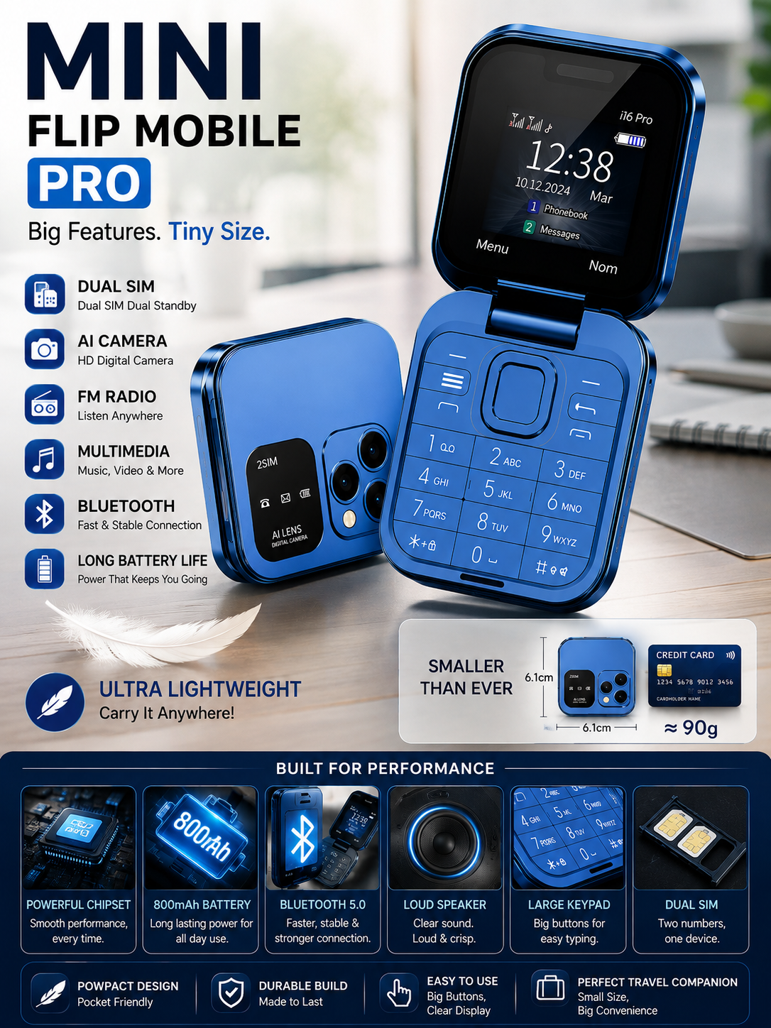 Mini Flip Mobile Pro – Blue