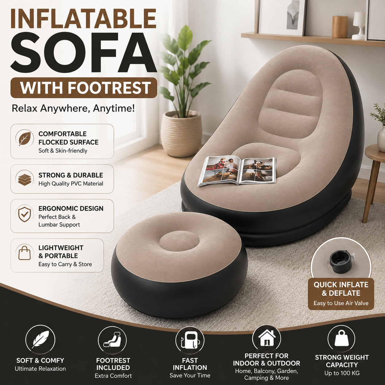 Inflatable Sofa with Footrest