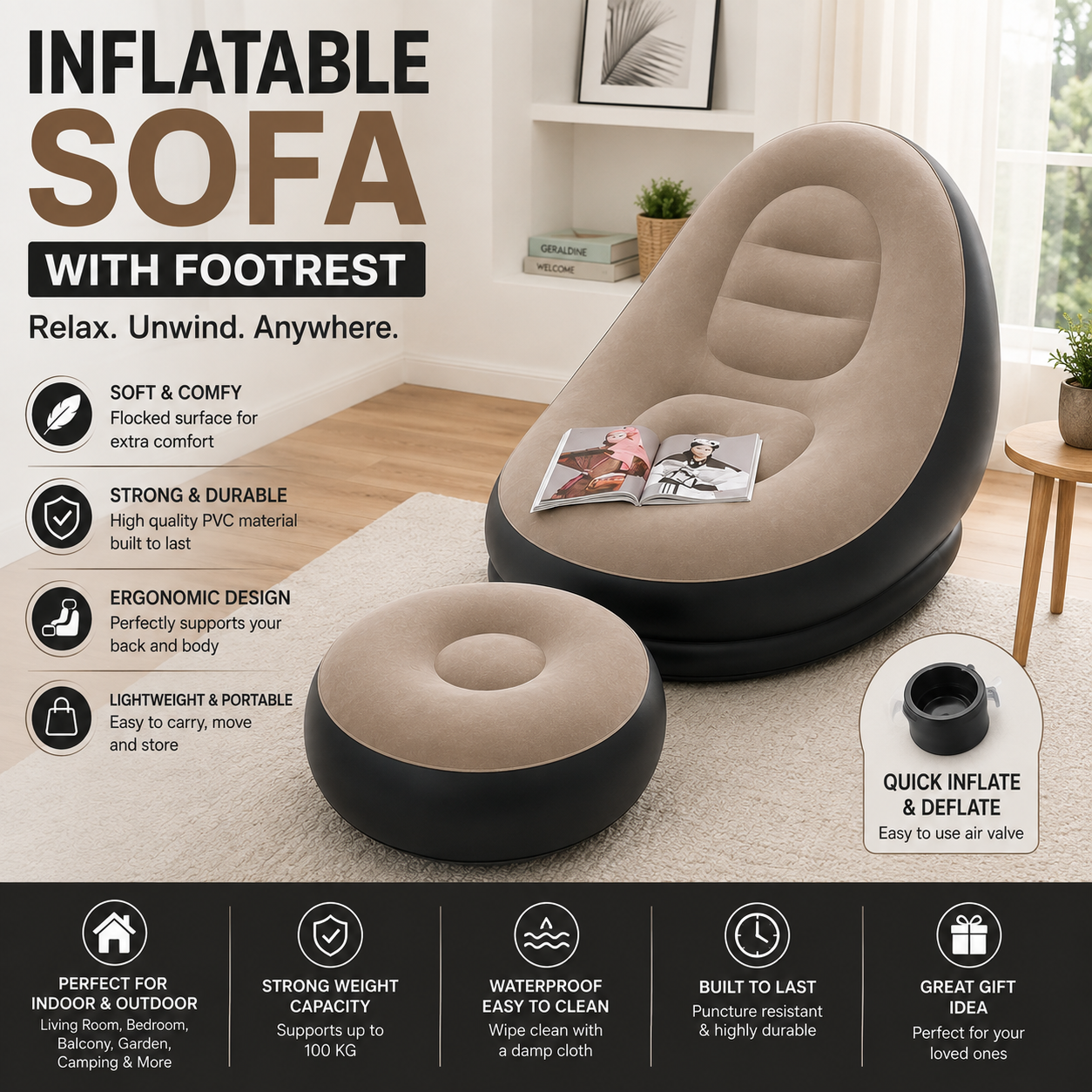 Inflatable Sofa with Footrest