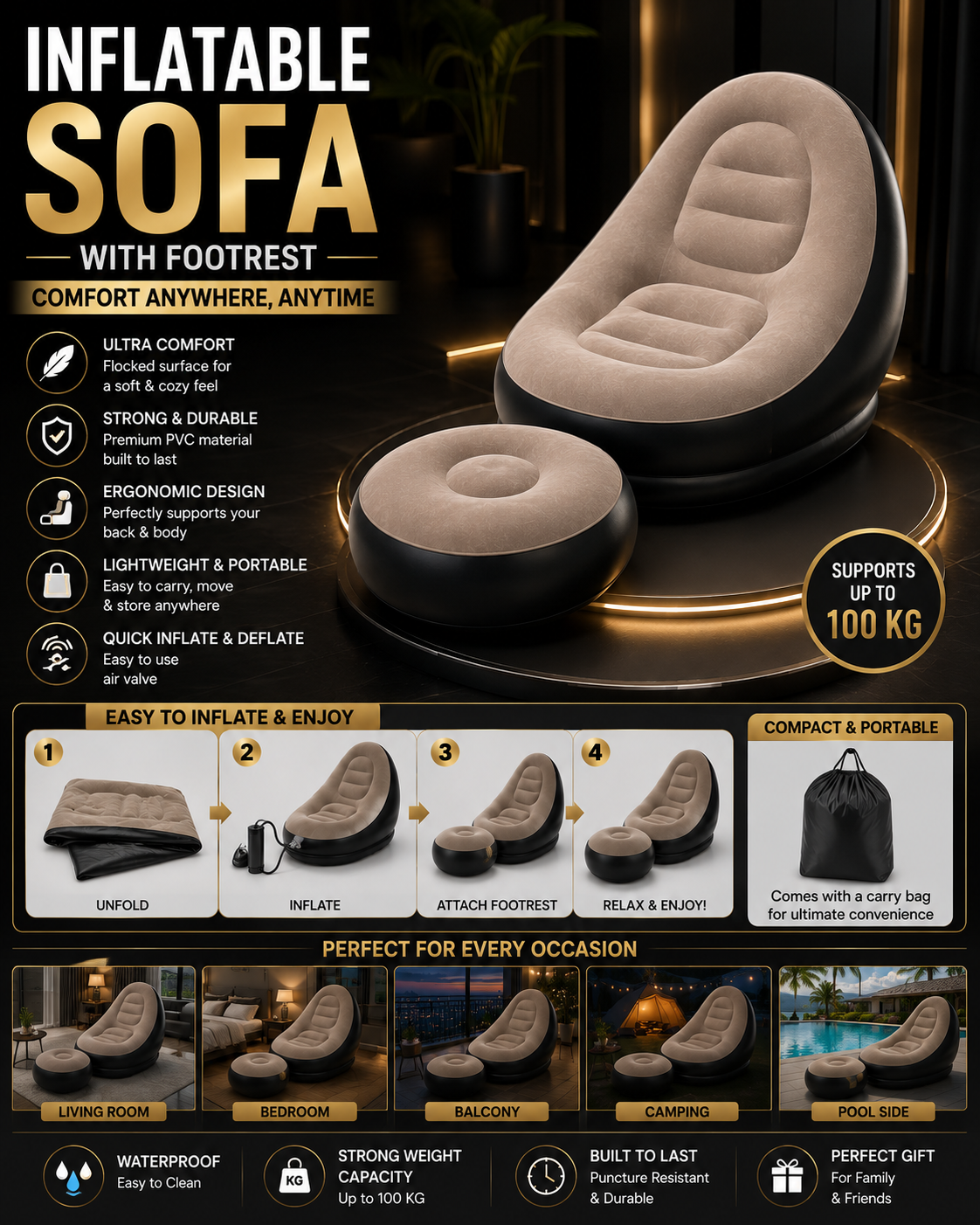 Inflatable Sofa with Footrest